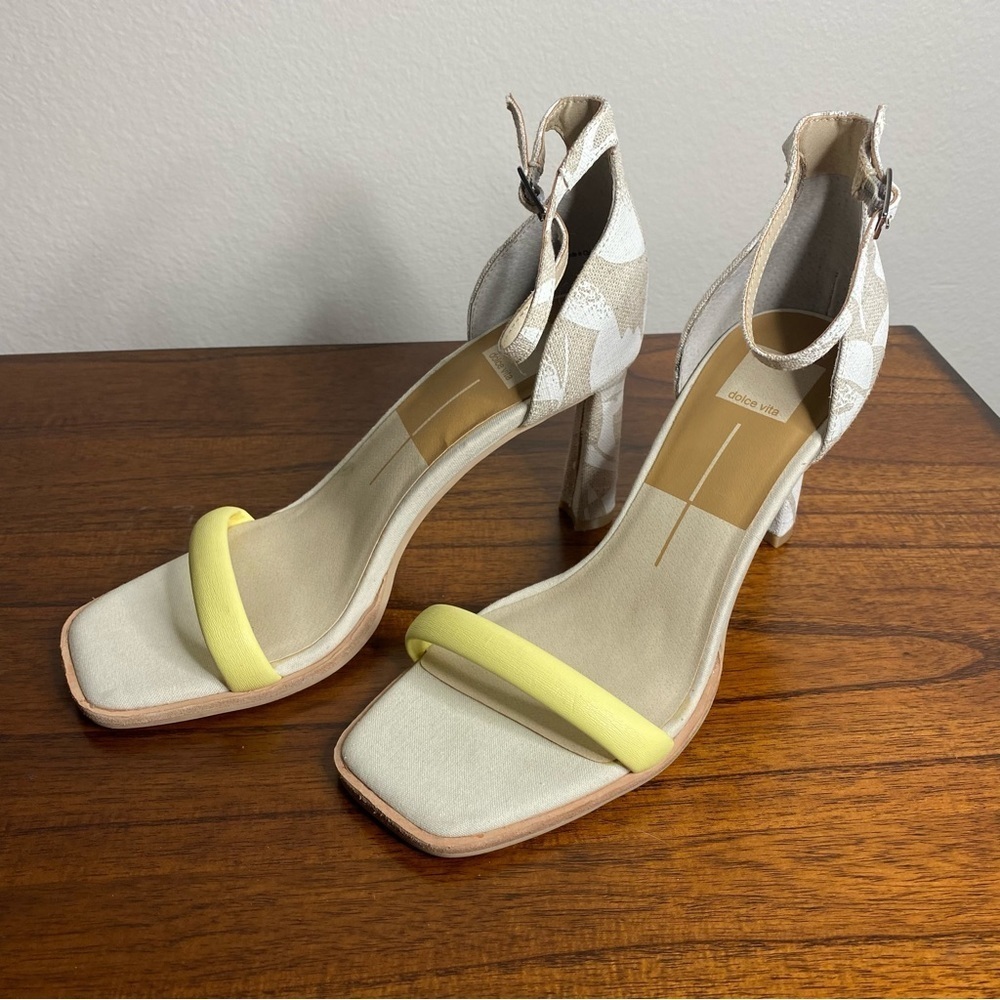 DOLCE VITA Jayke Leather Ankle Strap Sandals Daffodil Multi Stella SIZE: 10 - Picture 7 of 15